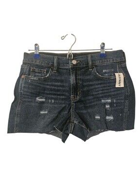 Blue Old Navy Women's Mid-Rise Boyfriend Ripped Cut-Off Denim Shorts